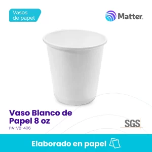 Vaso Blanco de Papel 8 oz